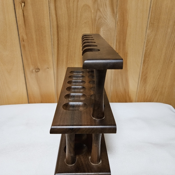 Vintage Decatur Walnut 12-Pipe Rack - Two-Tier Display Stand - Picture 6 of 8